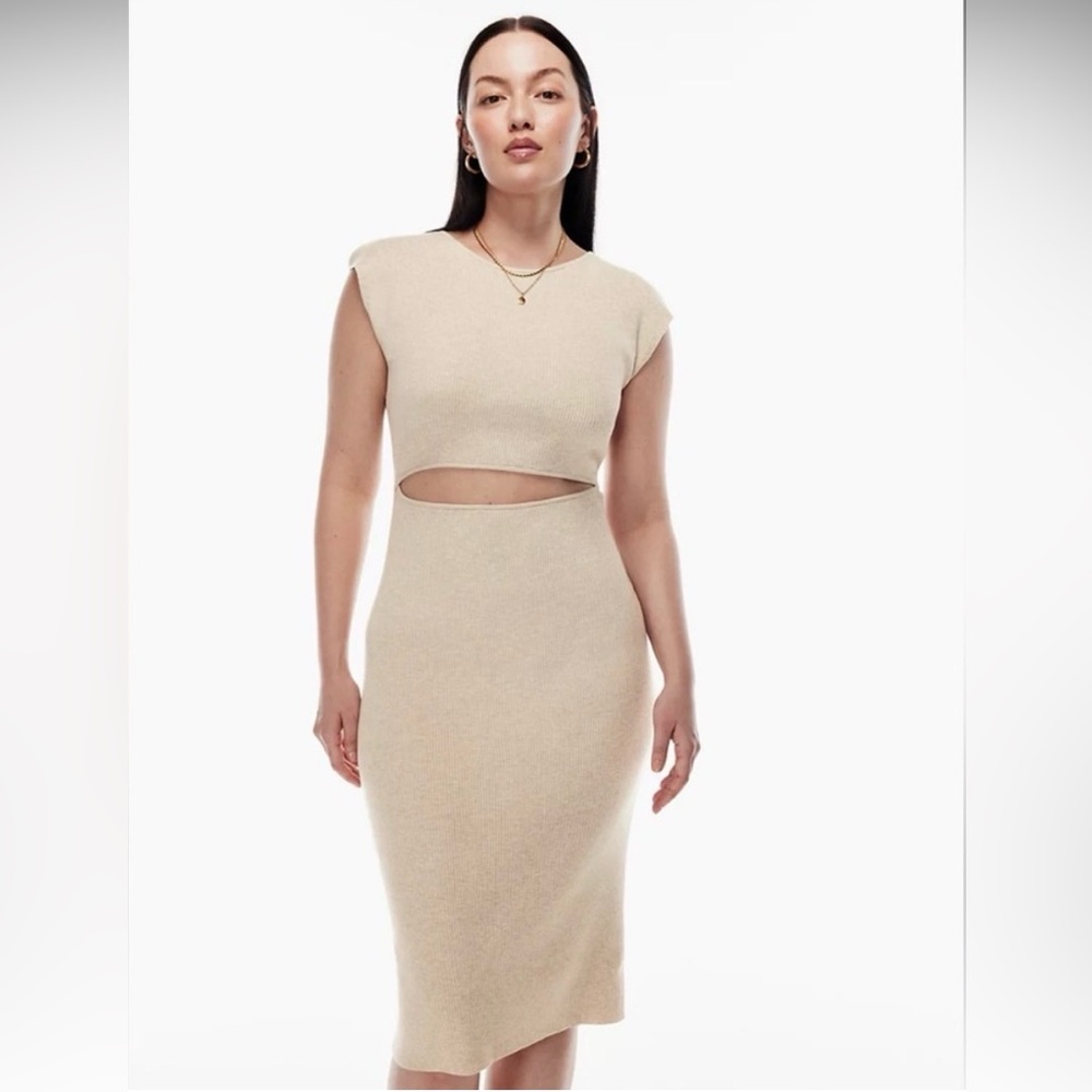 Aritzia Wilfred Free Ribbed Cutout Midi Dress